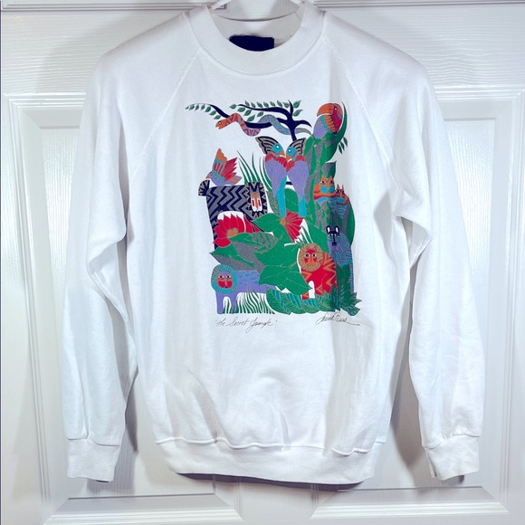 Laurel Burch Designer Sweatshirt Women’s M Colorful Secret Jungle Artisan Miikio - Picture 1 of 16